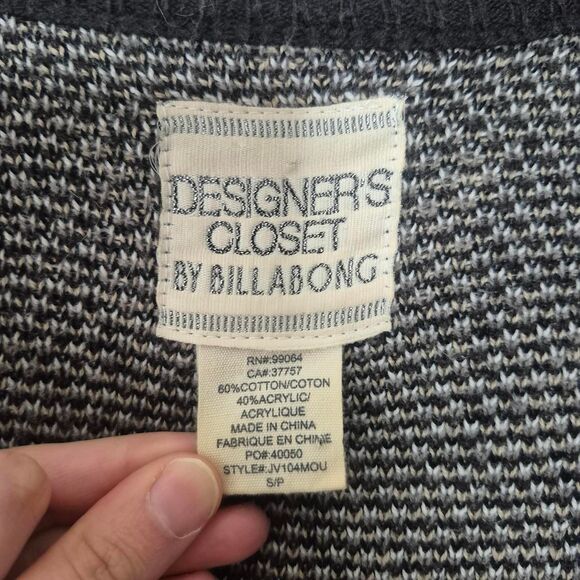 Designers Closet by Billabong Grey Black Aztec Print Long Cardigan Size Small - Picture 3 of 3